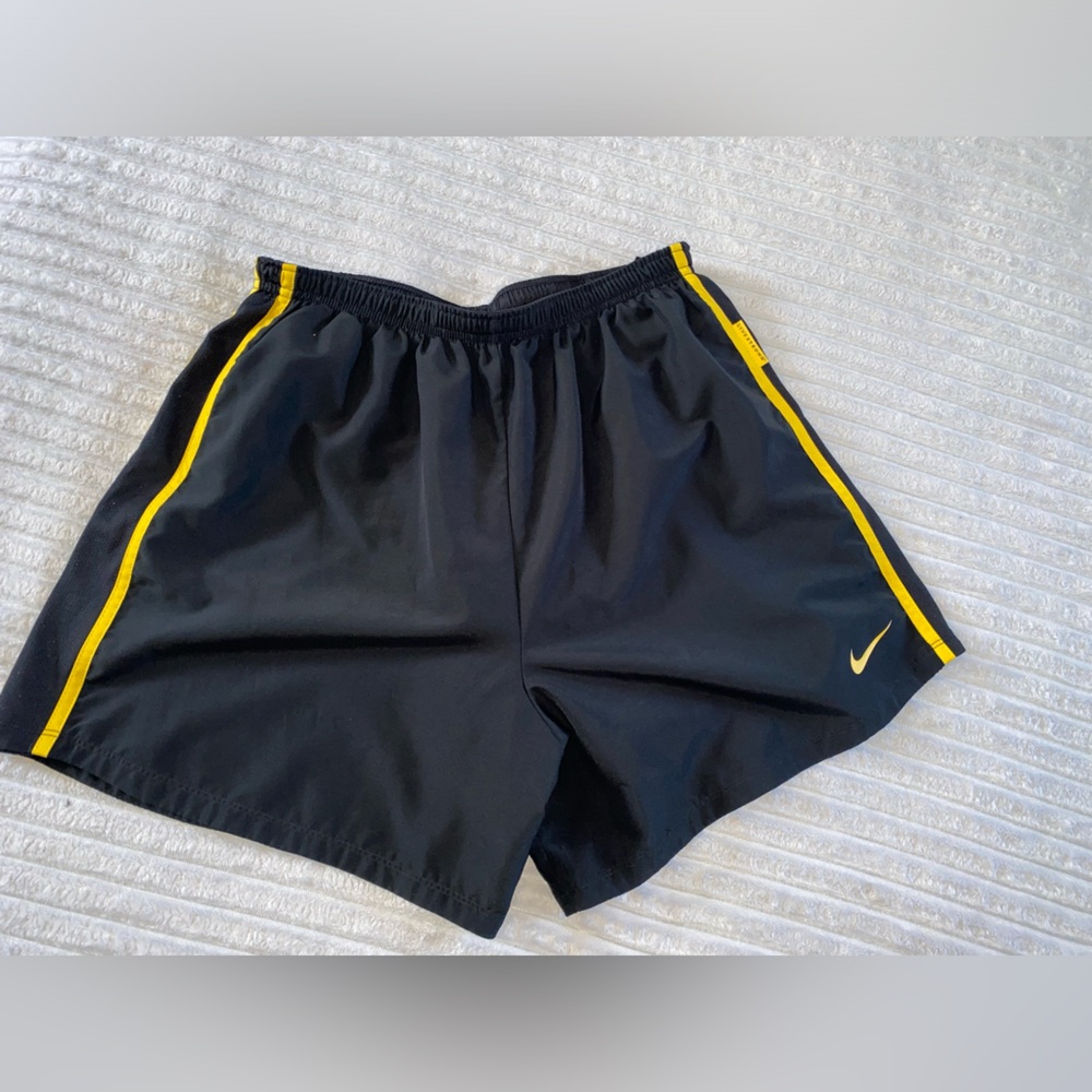 Nike Black and Yellow Athletic Shorts Lightweight Design